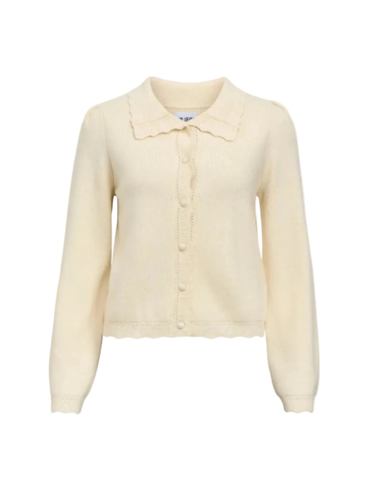 Object Parya Scalloped Knitted Cardigan Birch - Steranko Clothing Manchester