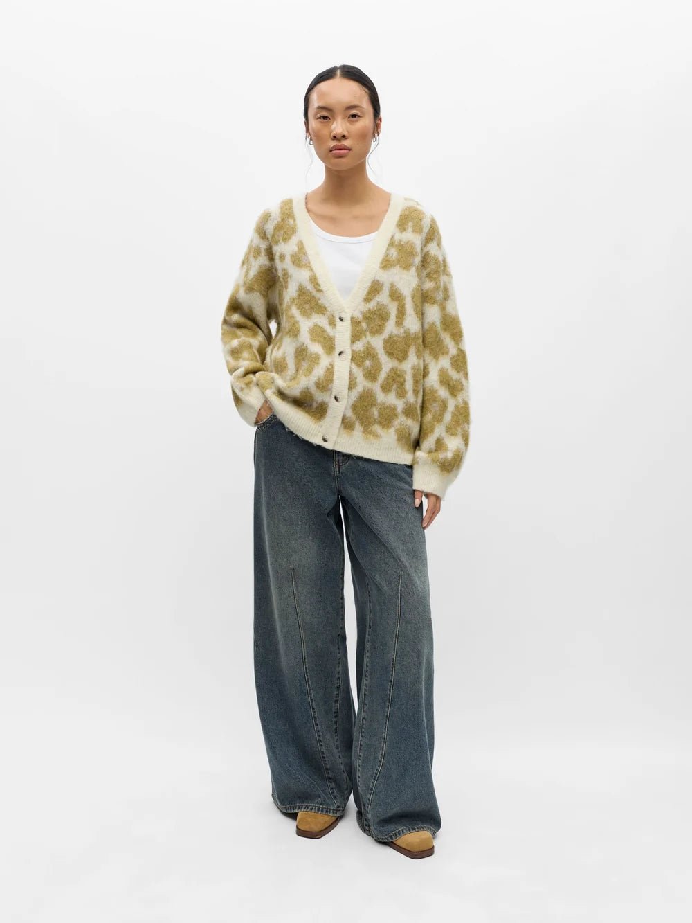 Object Pipsy L/S Brushed Cardigan Birch Fennel Seed - Steranko Clothing Manchester