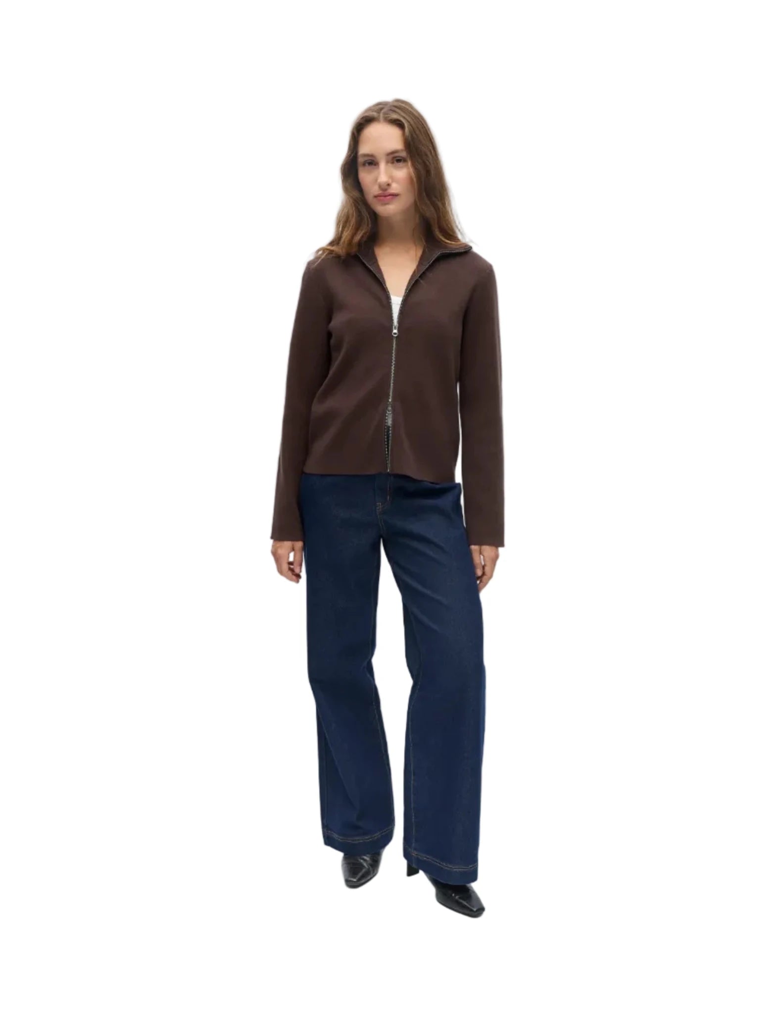 Object Reynard L/S Zip Cardigan Seal Brown - Steranko Clothing Manchester