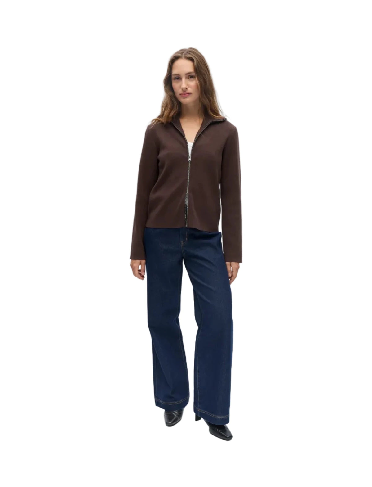 Object Reynard L/S Zip Cardigan Seal Brown - Steranko Clothing Manchester