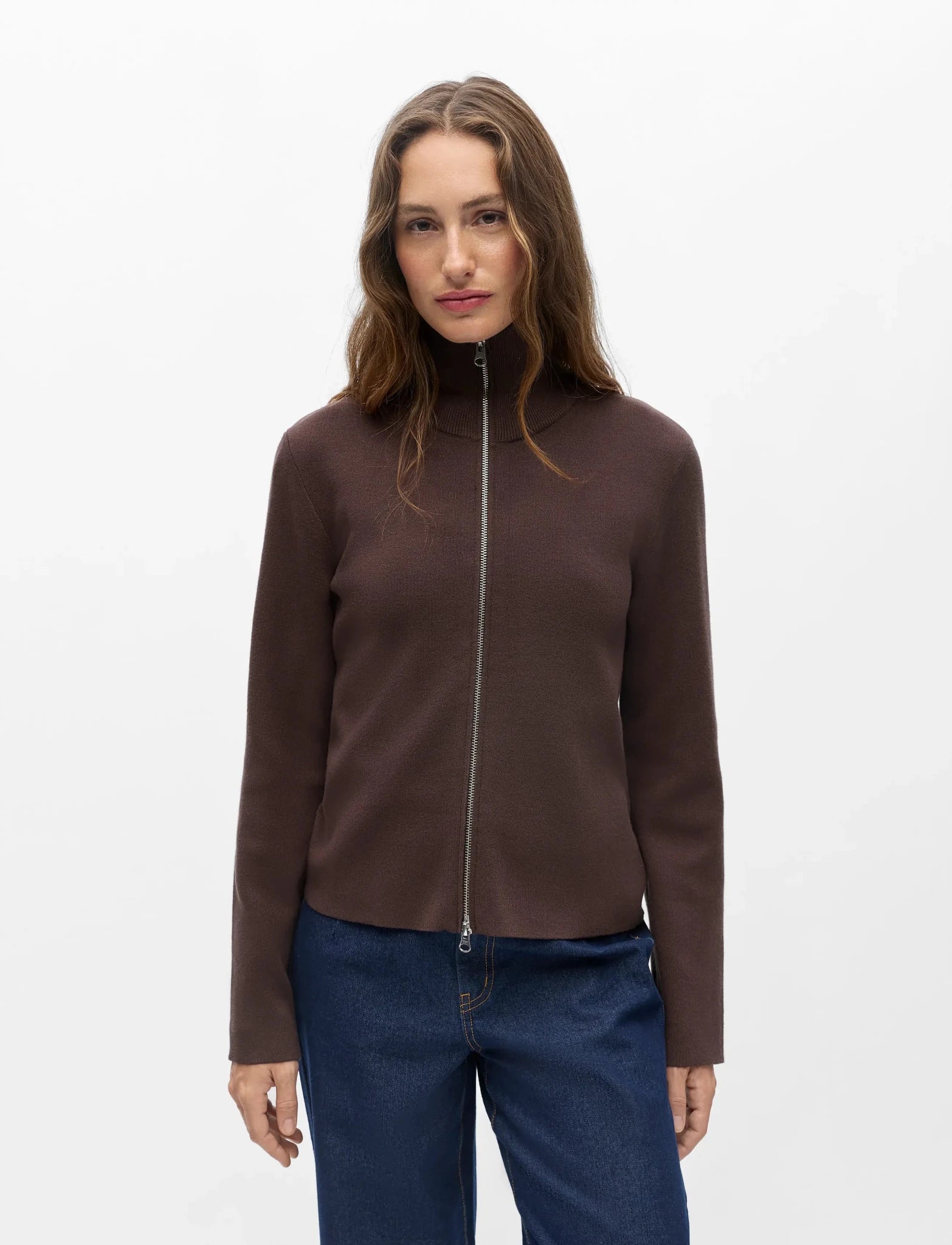 Object Reynard L/S Zip Cardigan Seal Brown - Steranko Clothing Manchester