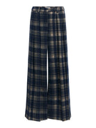 Object Thelma Checked Wide Legged Trousers Blue - Steranko Clothing Manchester