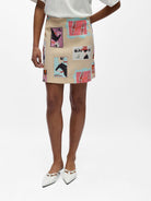 Object Tracy Printed Mini Skirt Sandshell - Steranko Clothing Manchester