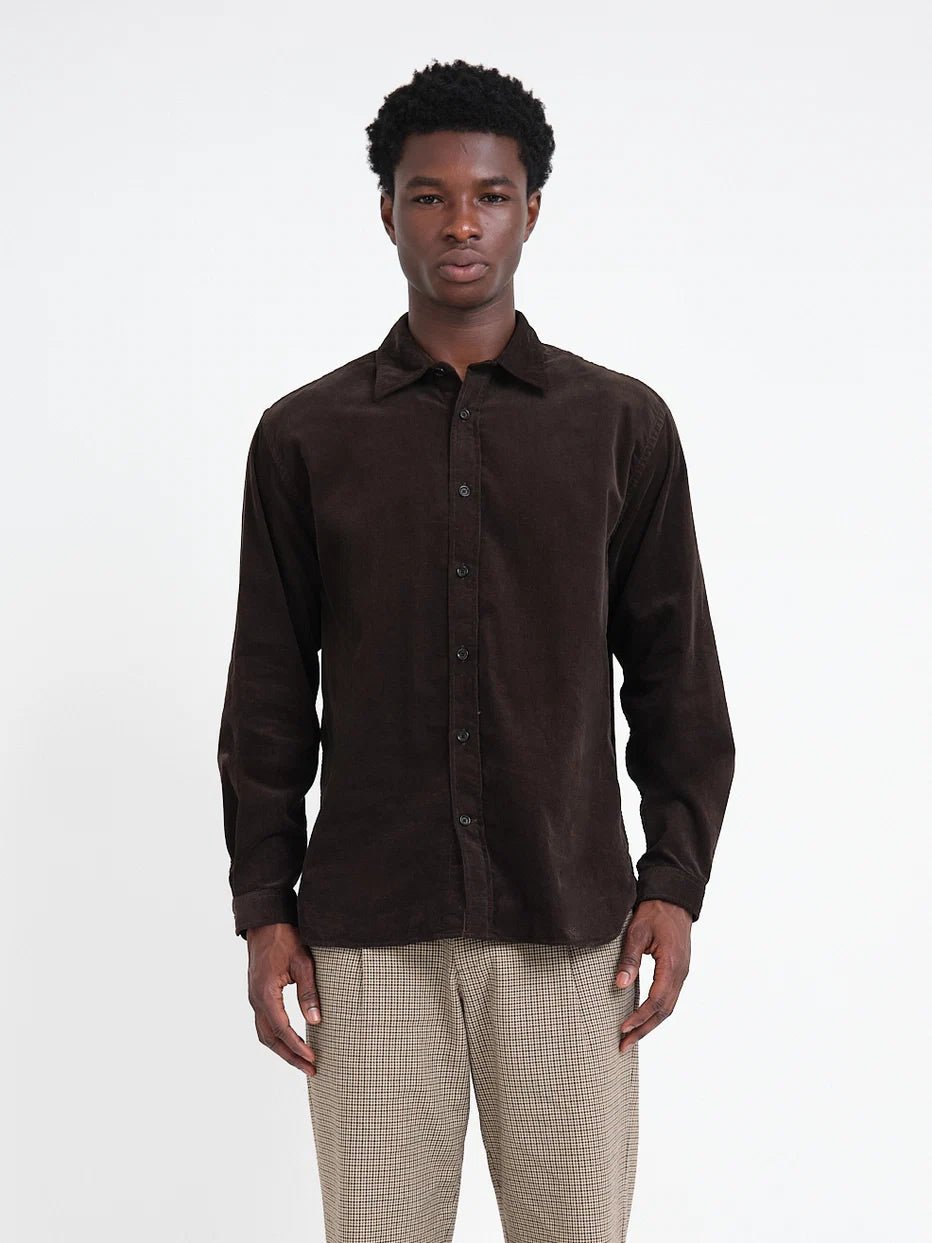 Oliver Spencer Atlanta LS Shirt Mersey Cord Brown - Steranko Clothing Manchester