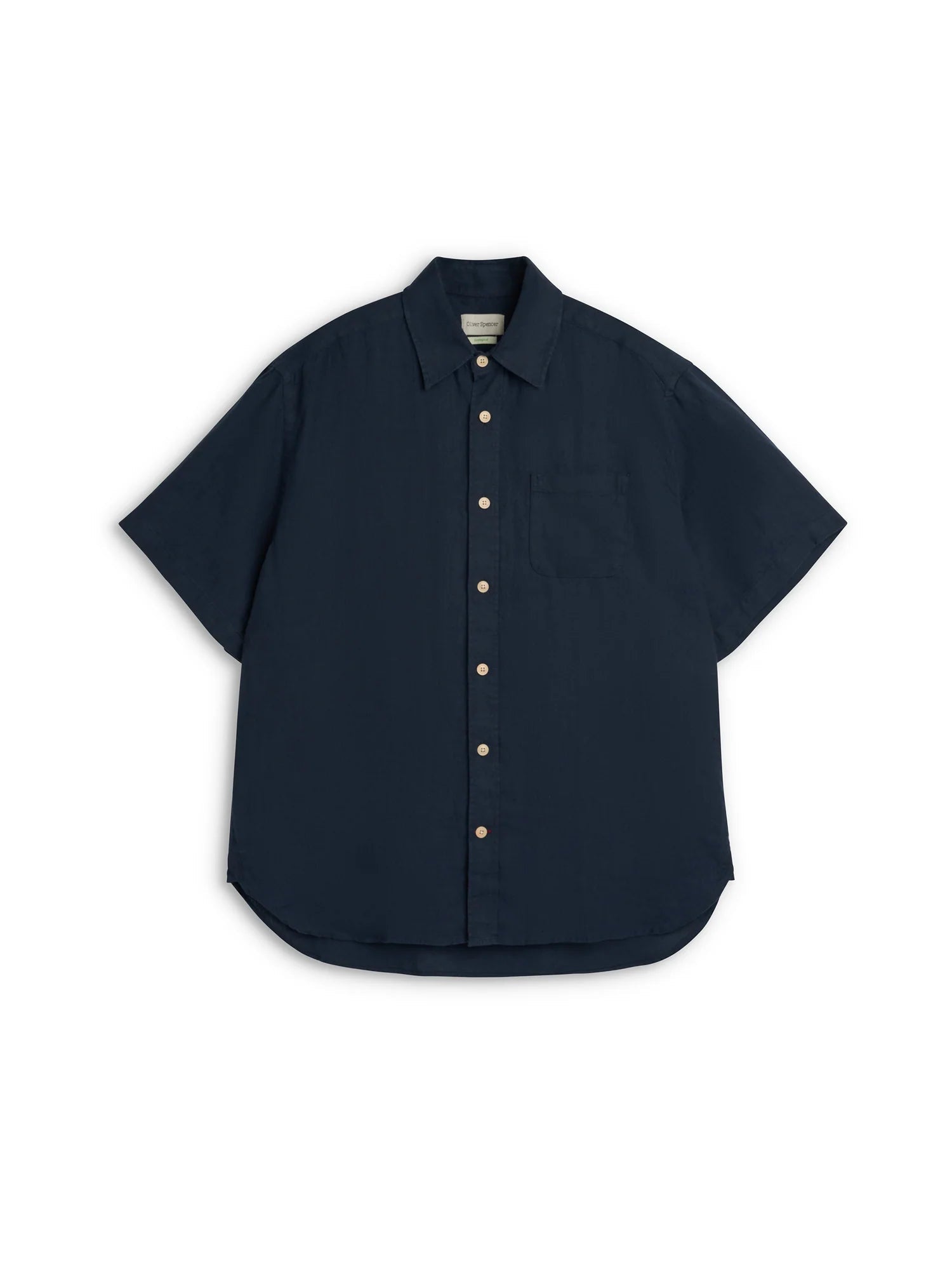 Oliver Spencer Atlanta Short Sleeve Shirt Padworth Navy - Steranko Clothing Manchester