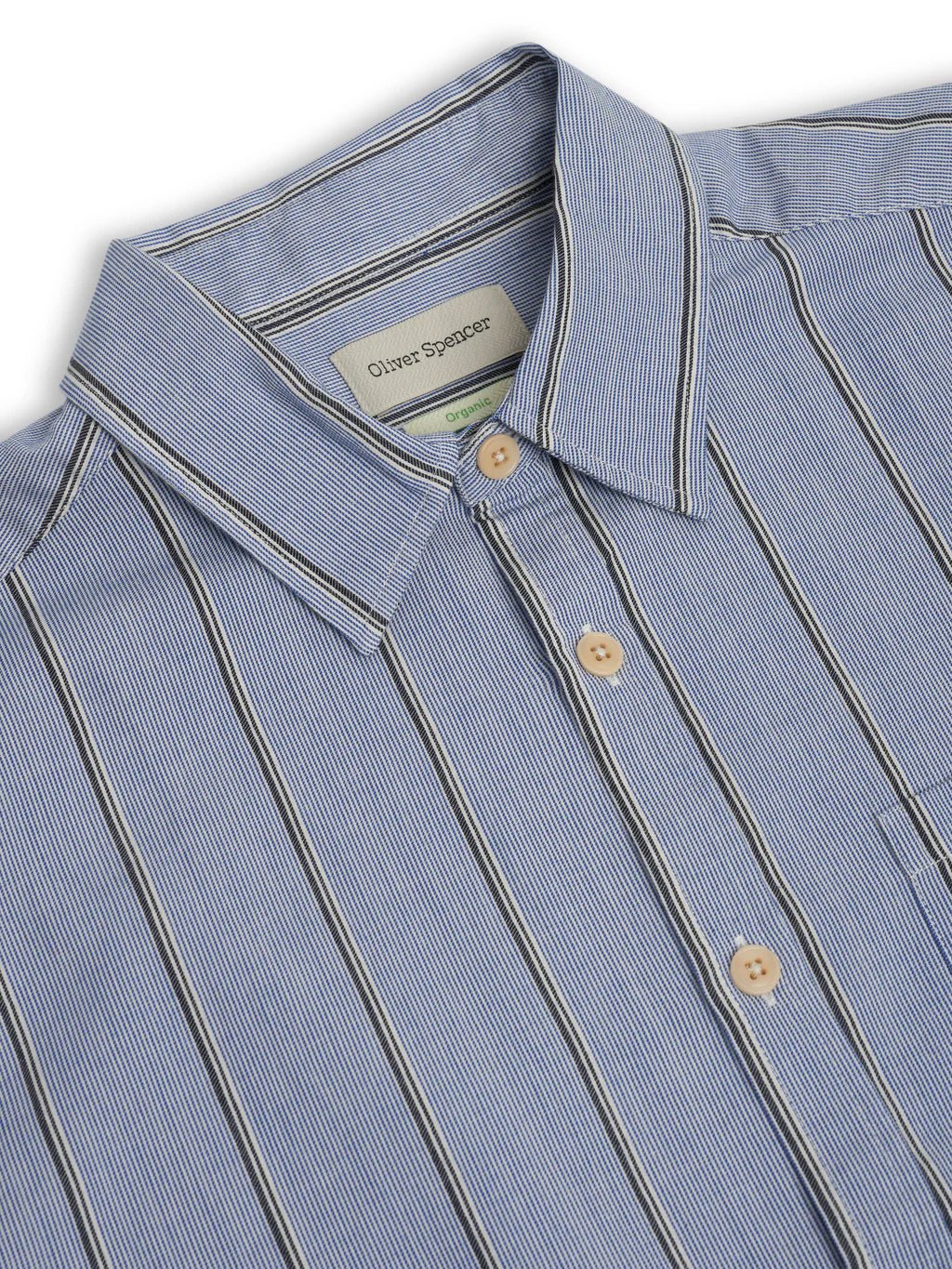 Oliver Spencer Atlanta Short Sleeve Shirt Pinwell Blue - Steranko Clothing Manchester