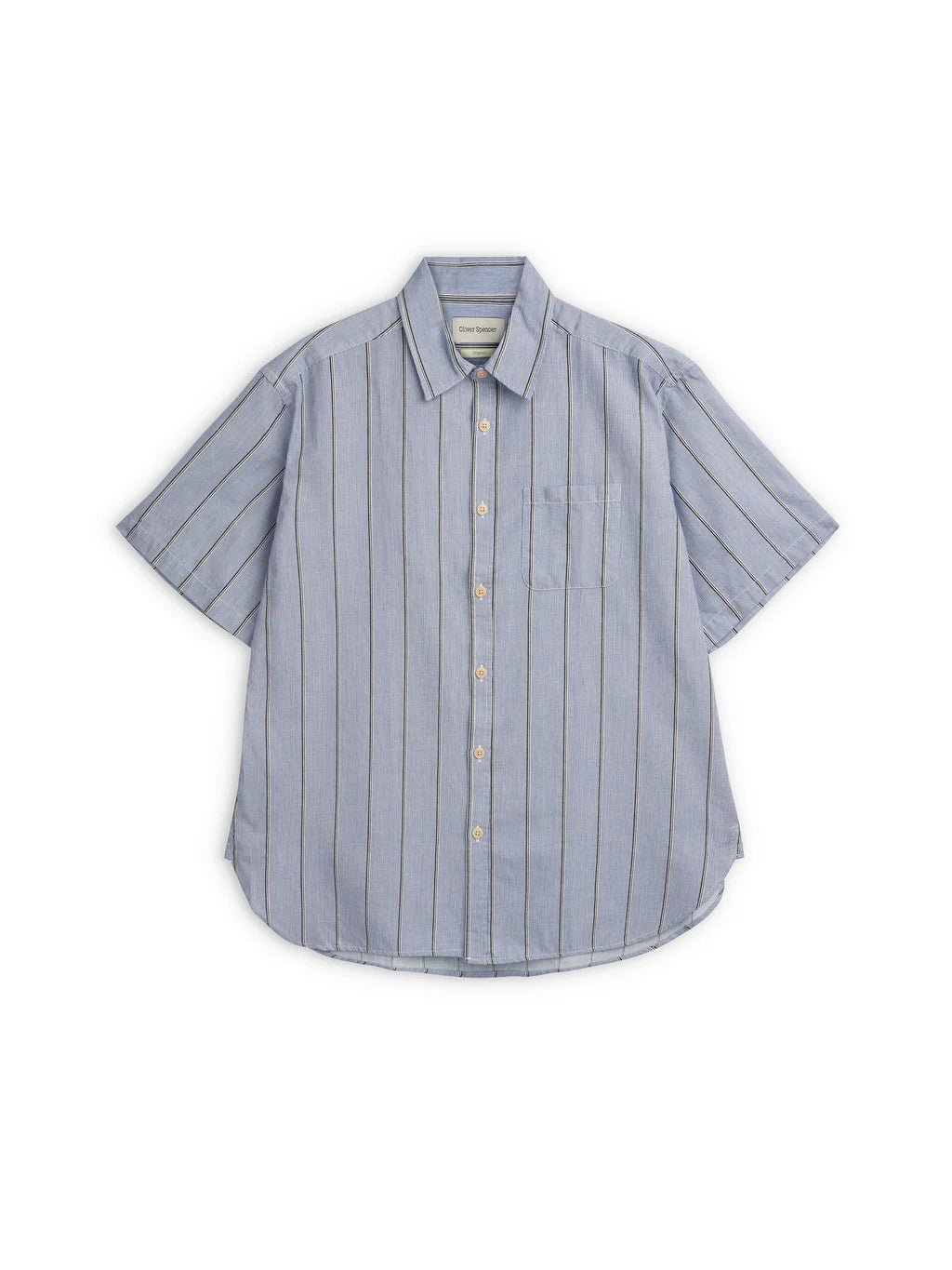 Oliver Spencer Atlanta Short Sleeve Shirt Pinwell Blue - Steranko Clothing Manchester