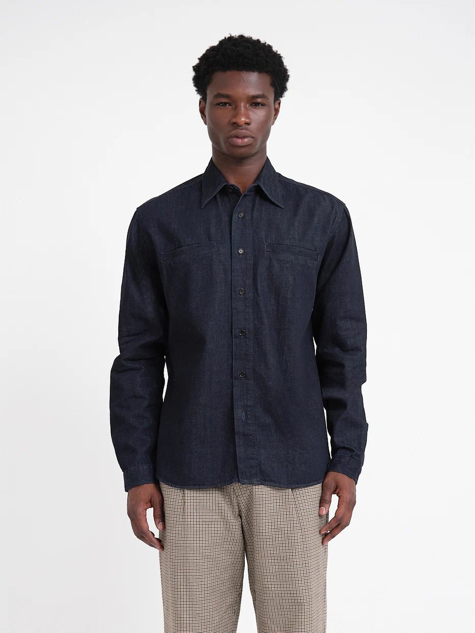Oliver Spencer Corby Shirt Mullins Denim Indigo Rinse - Steranko Clothing Manchester