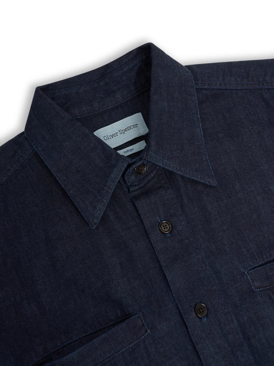 Oliver Spencer Corby Shirt Mullins Denim Indigo Rinse - Steranko Clothing Manchester