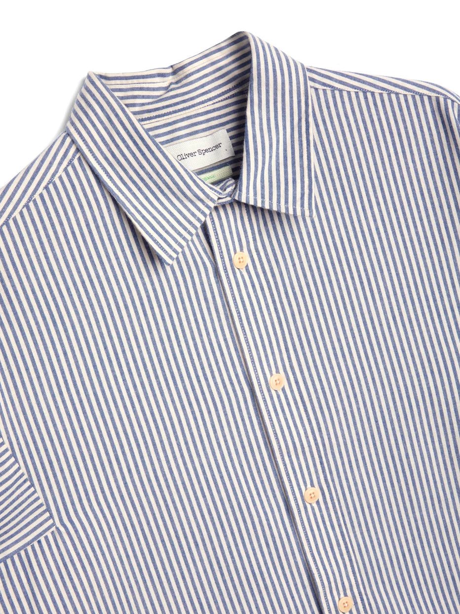 Oliver Spencer Garrison LS Shirt Brimham Blue - Steranko Clothing Manchester