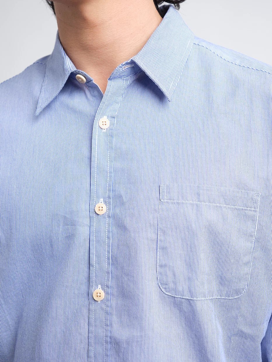 Oliver Spencer New York Special Shirt Collins White / Blue - Steranko Clothing Manchester