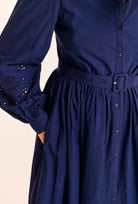 One Collective Florence Broderie Dress Maritime Blue - Steranko Clothing Manchester