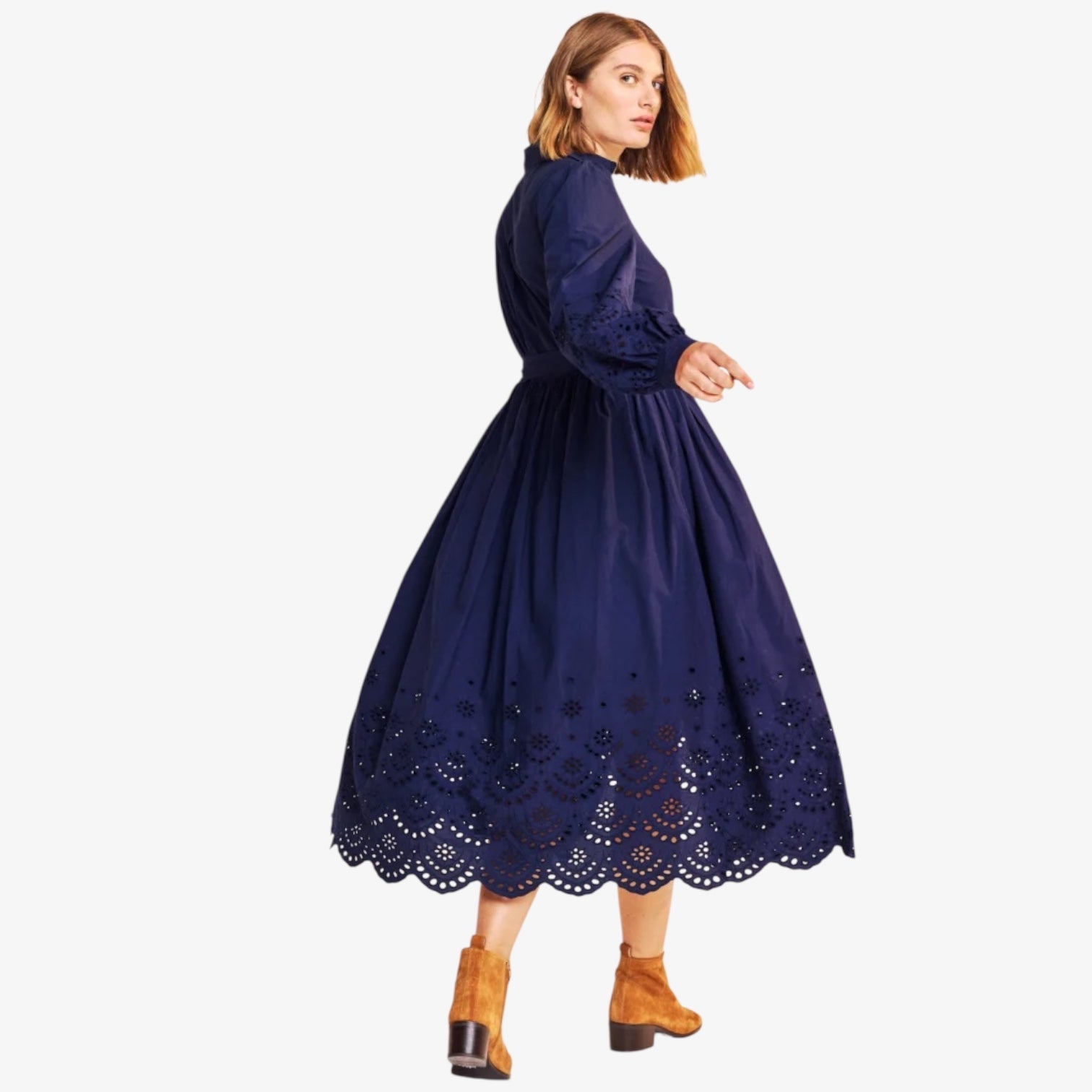 One Collective Florence Broderie Dress Maritime Blue - Steranko Clothing Manchester