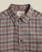 Portuguese Flannel Cedar Grey / Bordeaux - Steranko Clothing Manchester