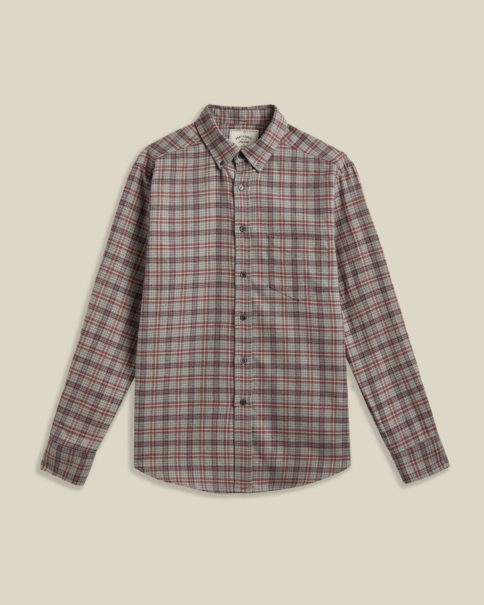 Portuguese Flannel Cedar Grey / Bordeaux - Steranko Clothing Manchester