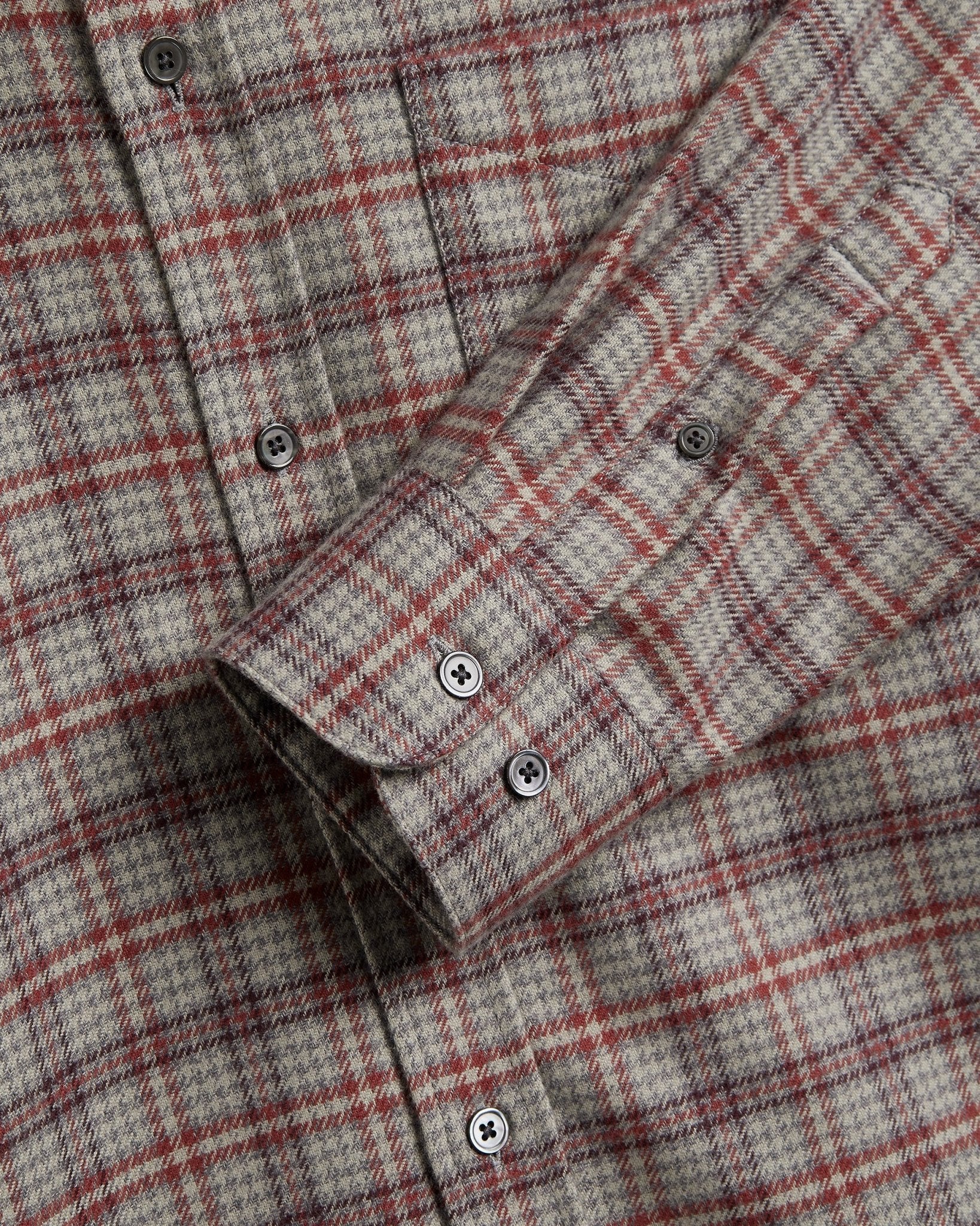 Portuguese Flannel Cedar Grey / Bordeaux - Steranko Clothing Manchester