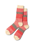 Rototo Check & Step Socks Red - Steranko Clothing Manchester