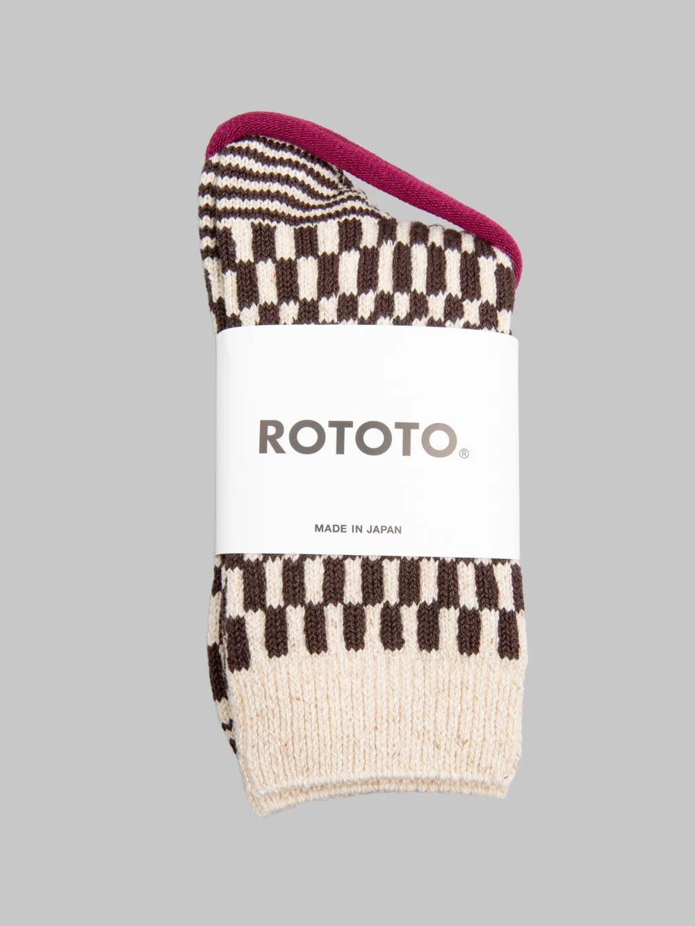 Rototo Checkerboard Pattern Socks Brown - Steranko Clothing Manchester