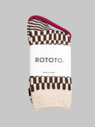 Rototo Checkerboard Pattern Socks Brown - Steranko Clothing Manchester
