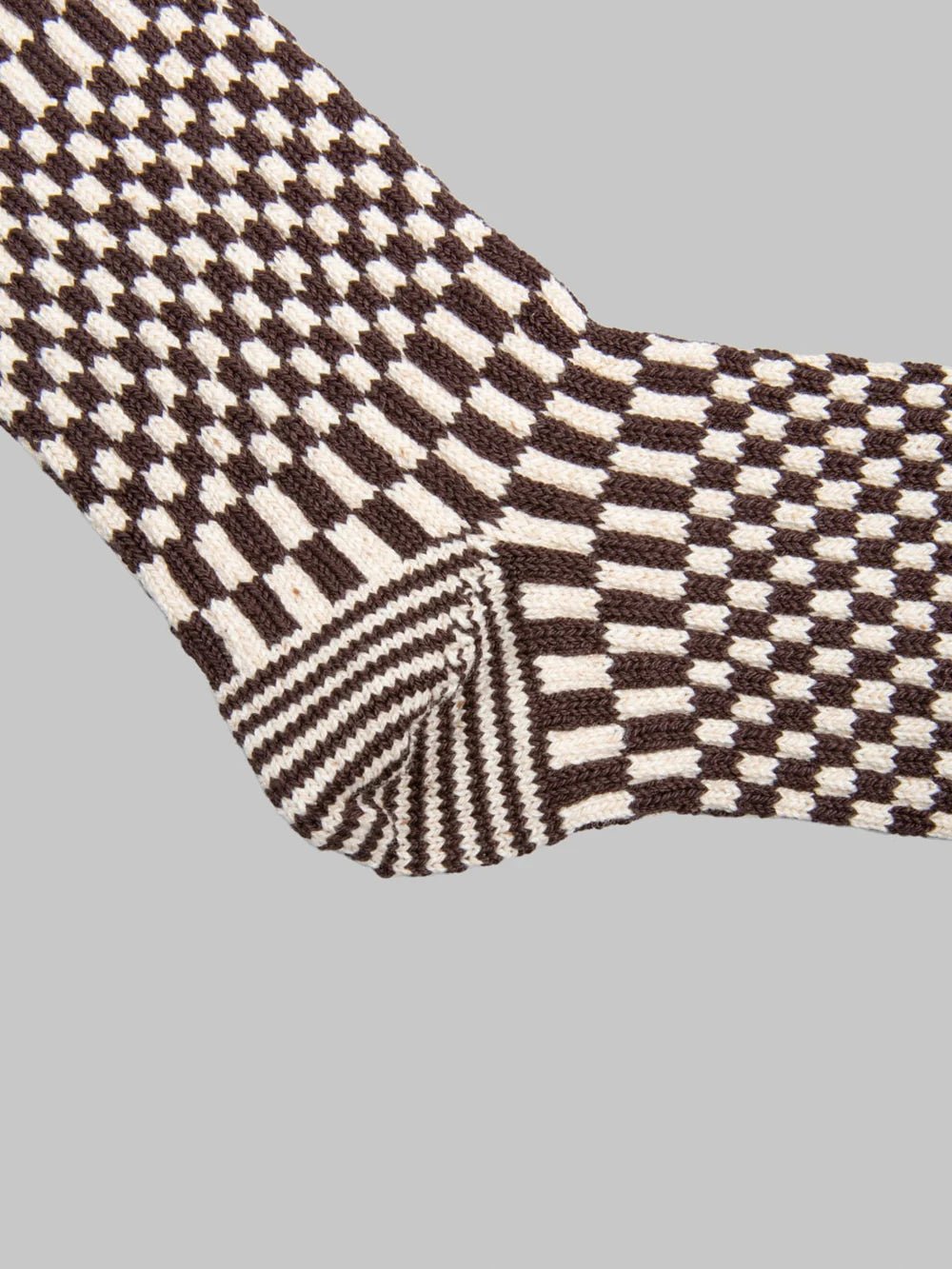 Rototo Checkerboard Pattern Socks Brown - Steranko Clothing Manchester