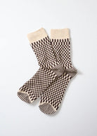 Rototo Checkerboard Pattern Socks Brown - Steranko Clothing Manchester