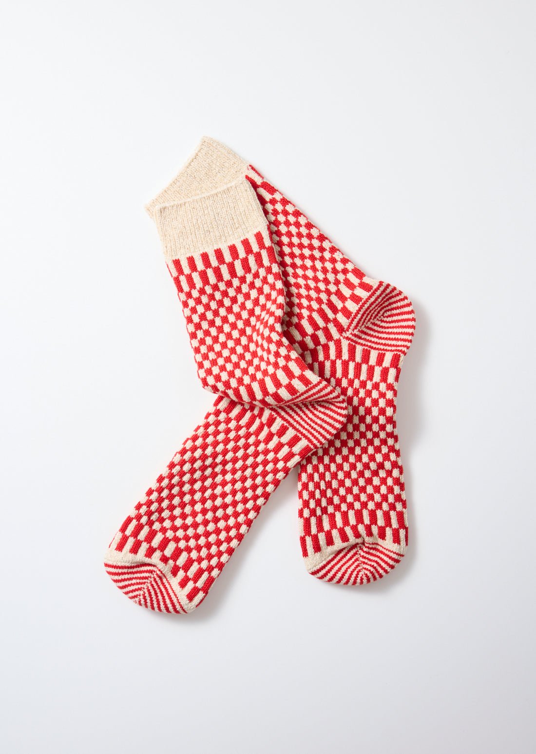 Rototo Checkerboard Pattern Socks Red - Steranko Clothing Manchester