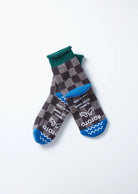 Rototo Pile Room Socks Checkerboard Dark Green / Blue - Steranko Clothing Manchester