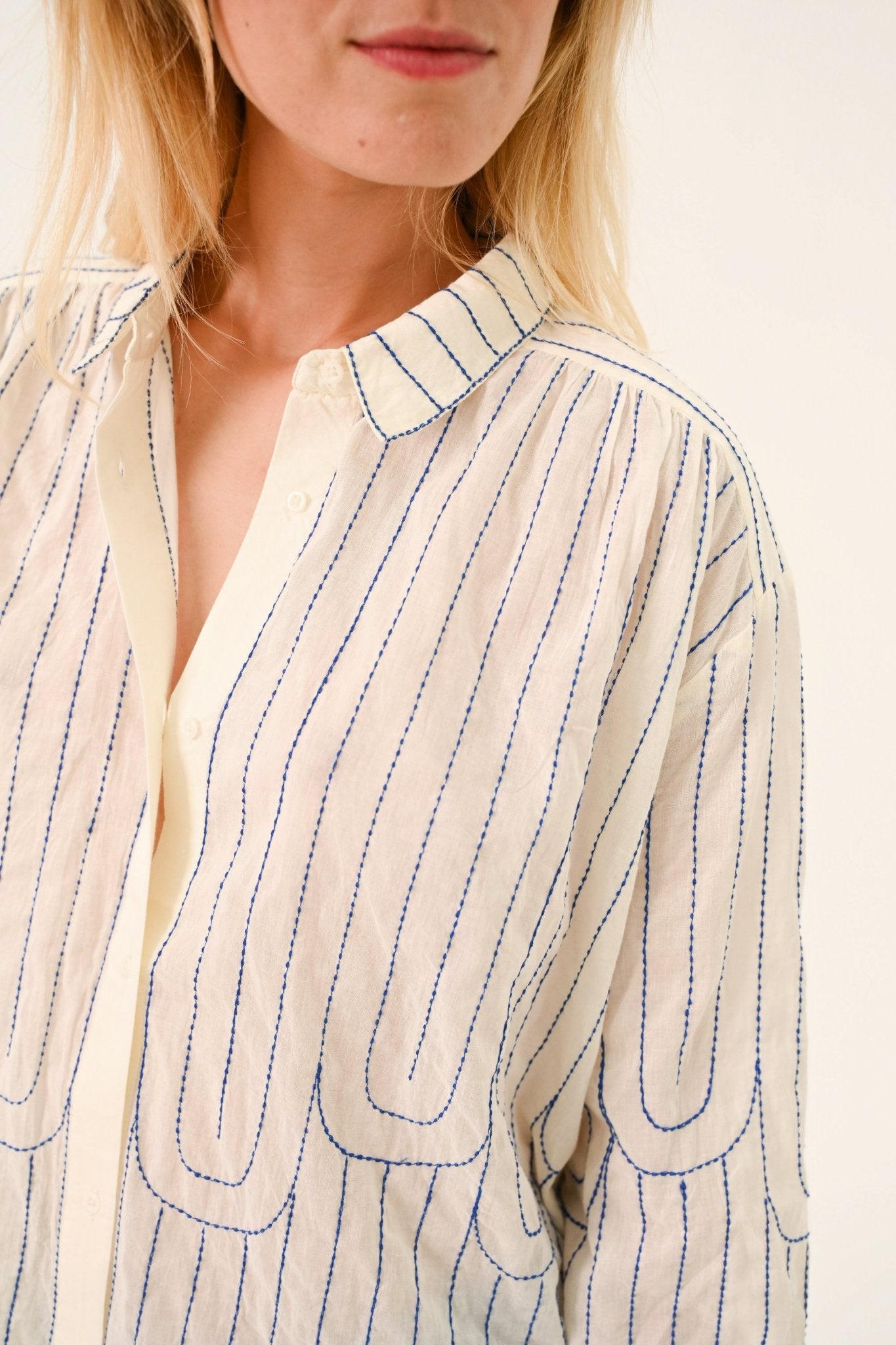 Sacrécoeur Ali Embroidered Shirt Blue - Steranko Clothing Manchester
