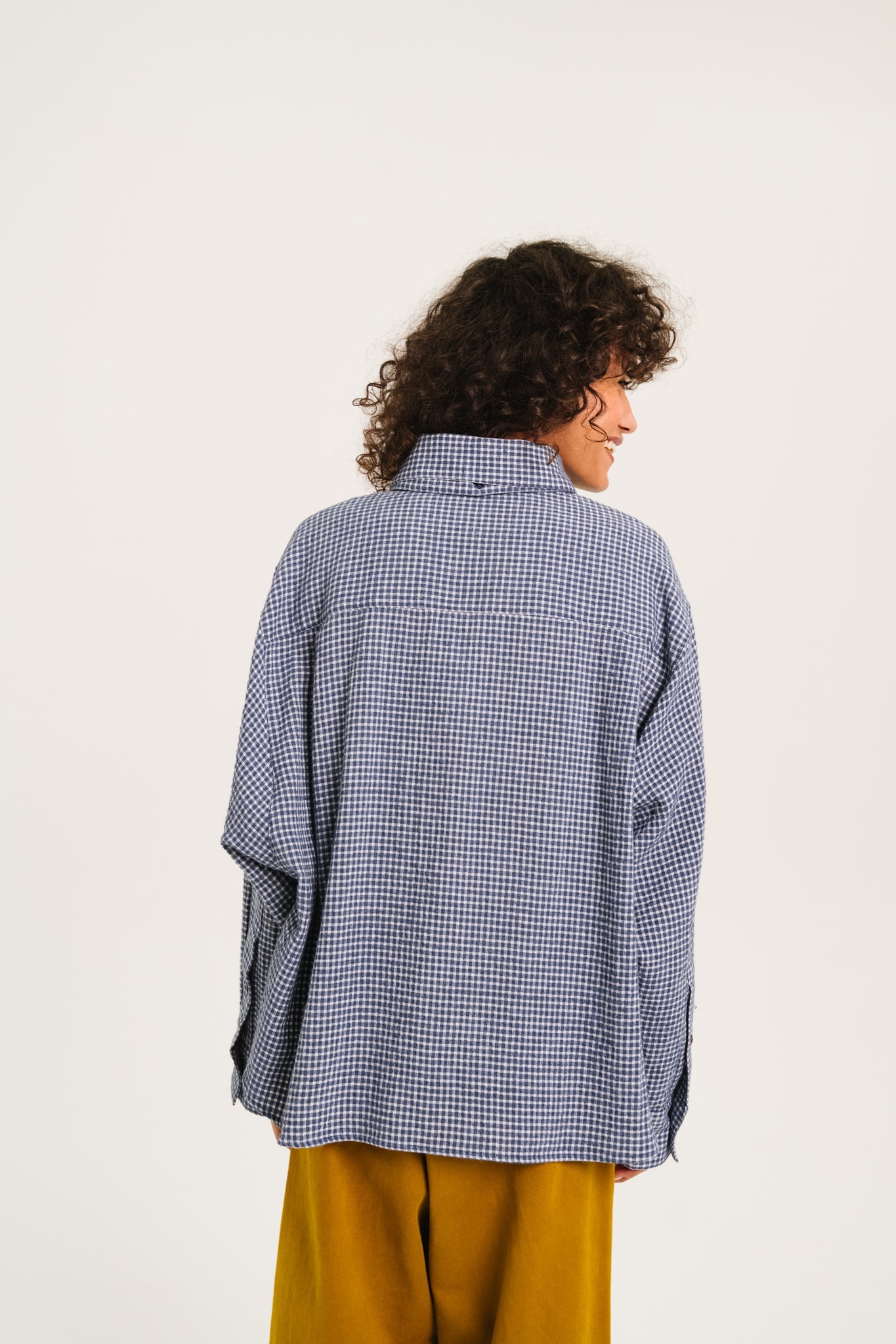Sacrecoeur Charlie Scarf Shirt Blue Check - Steranko Clothing Manchester
