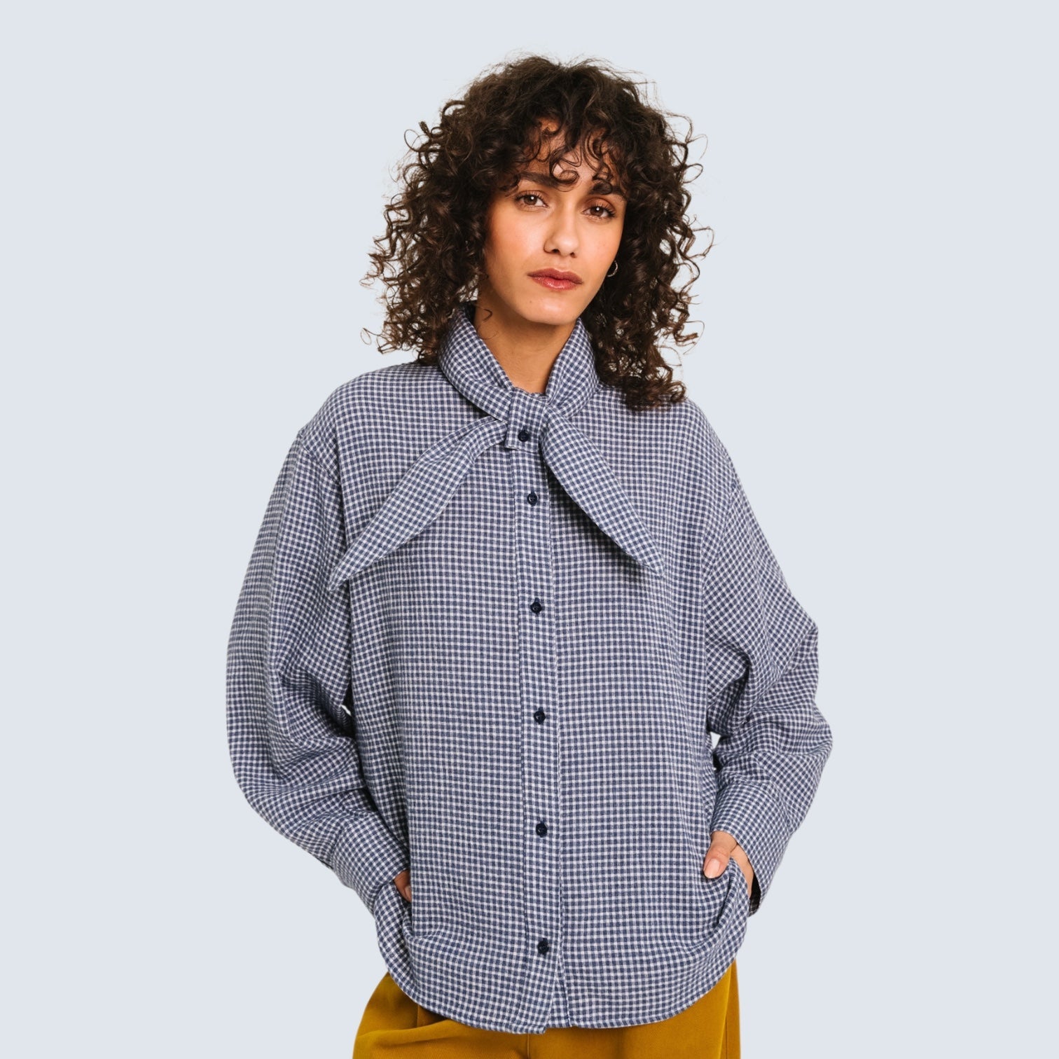 Sacrecoeur Charlie Scarf Shirt Blue Check - Steranko Clothing Manchester