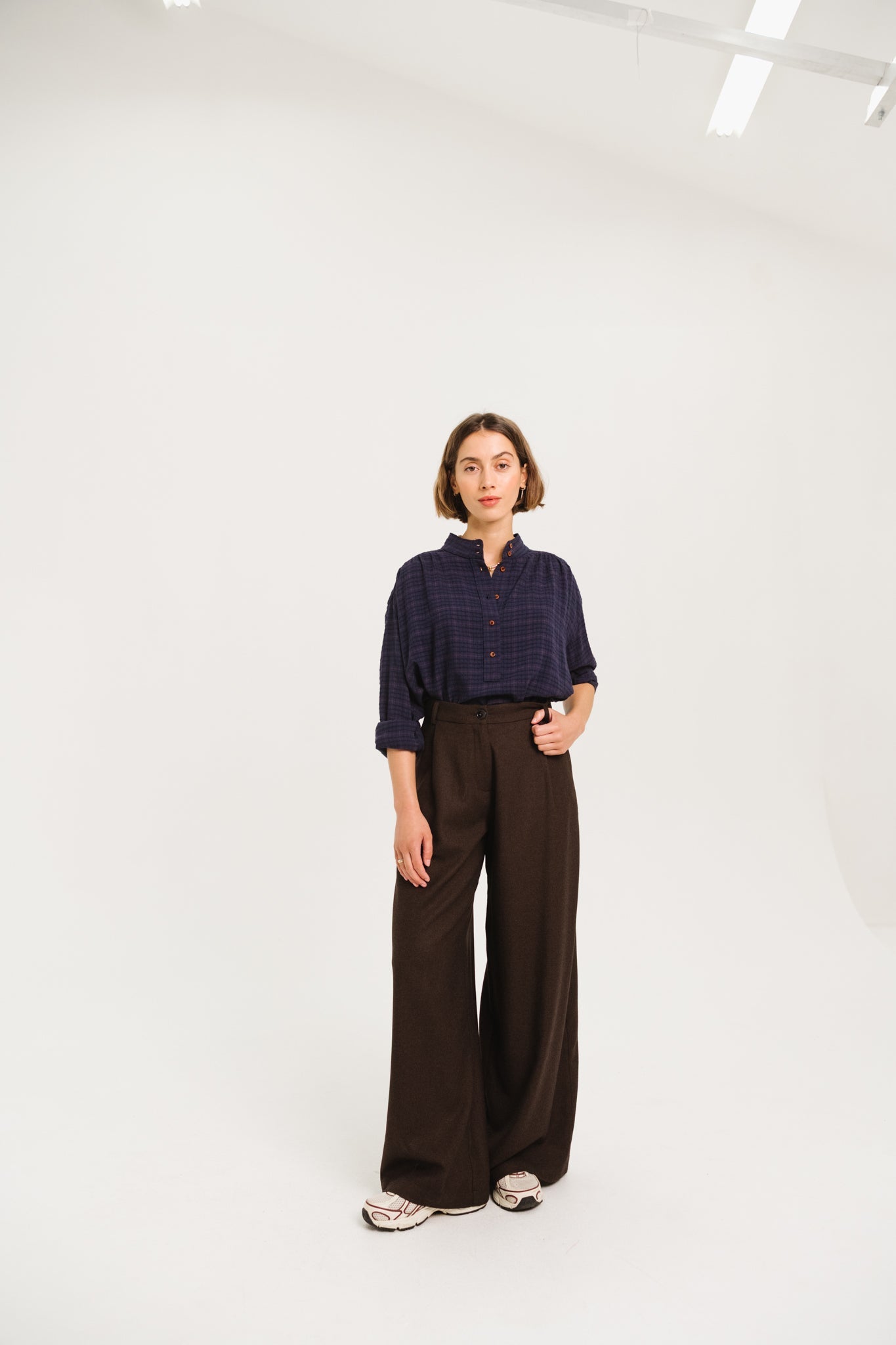 Sacrecoeur Emeline Blouse Purple Check - Steranko Clothing Manchester