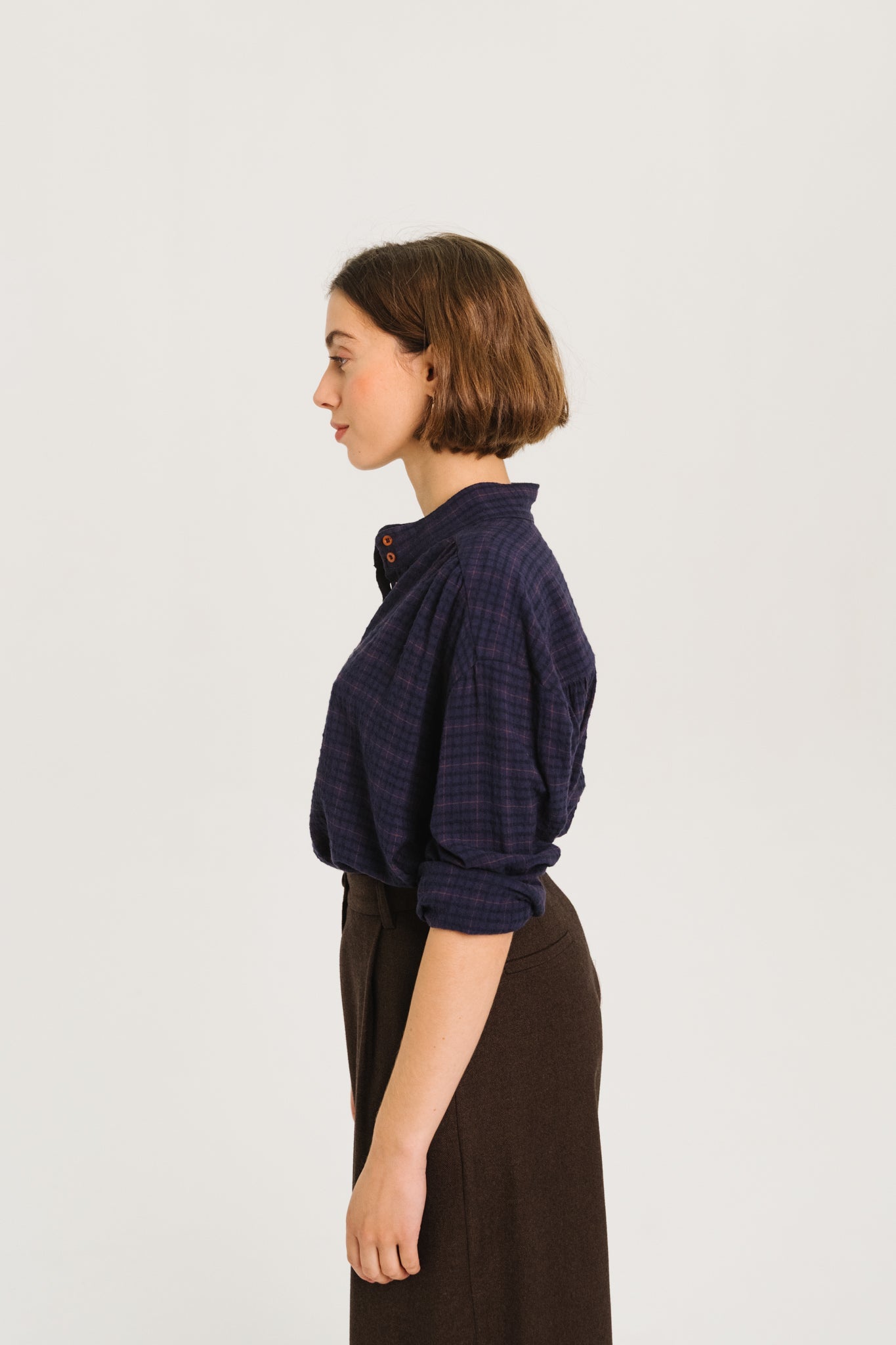 Sacrecoeur Emeline Blouse Purple Check - Steranko Clothing Manchester