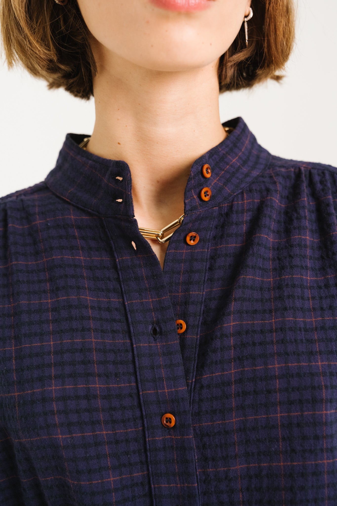 Sacrecoeur Emeline Blouse Purple Check - Steranko Clothing Manchester