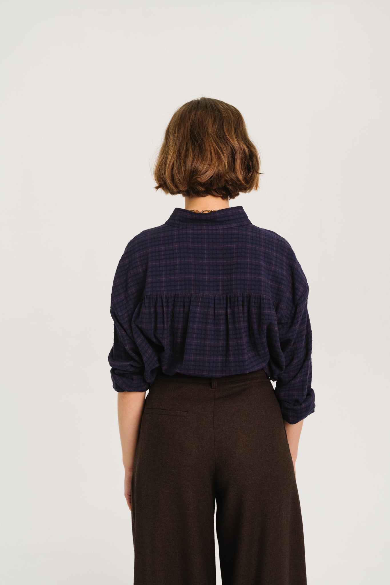 Sacrecoeur Emeline Blouse Purple Check - Steranko Clothing Manchester