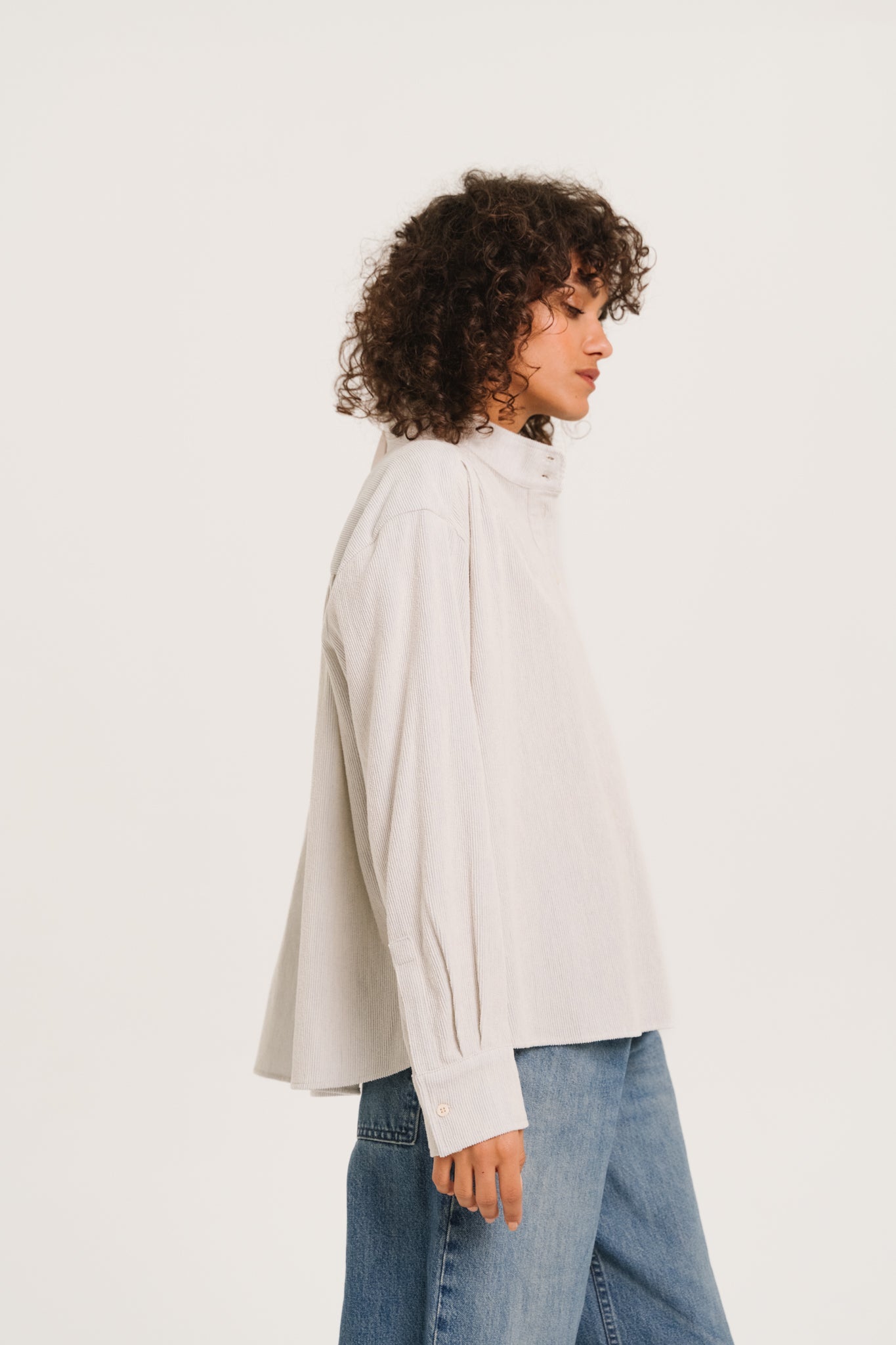 Sacrecoeur Emeline Corduroy Blouse Light Blue - Steranko Clothing Manchester