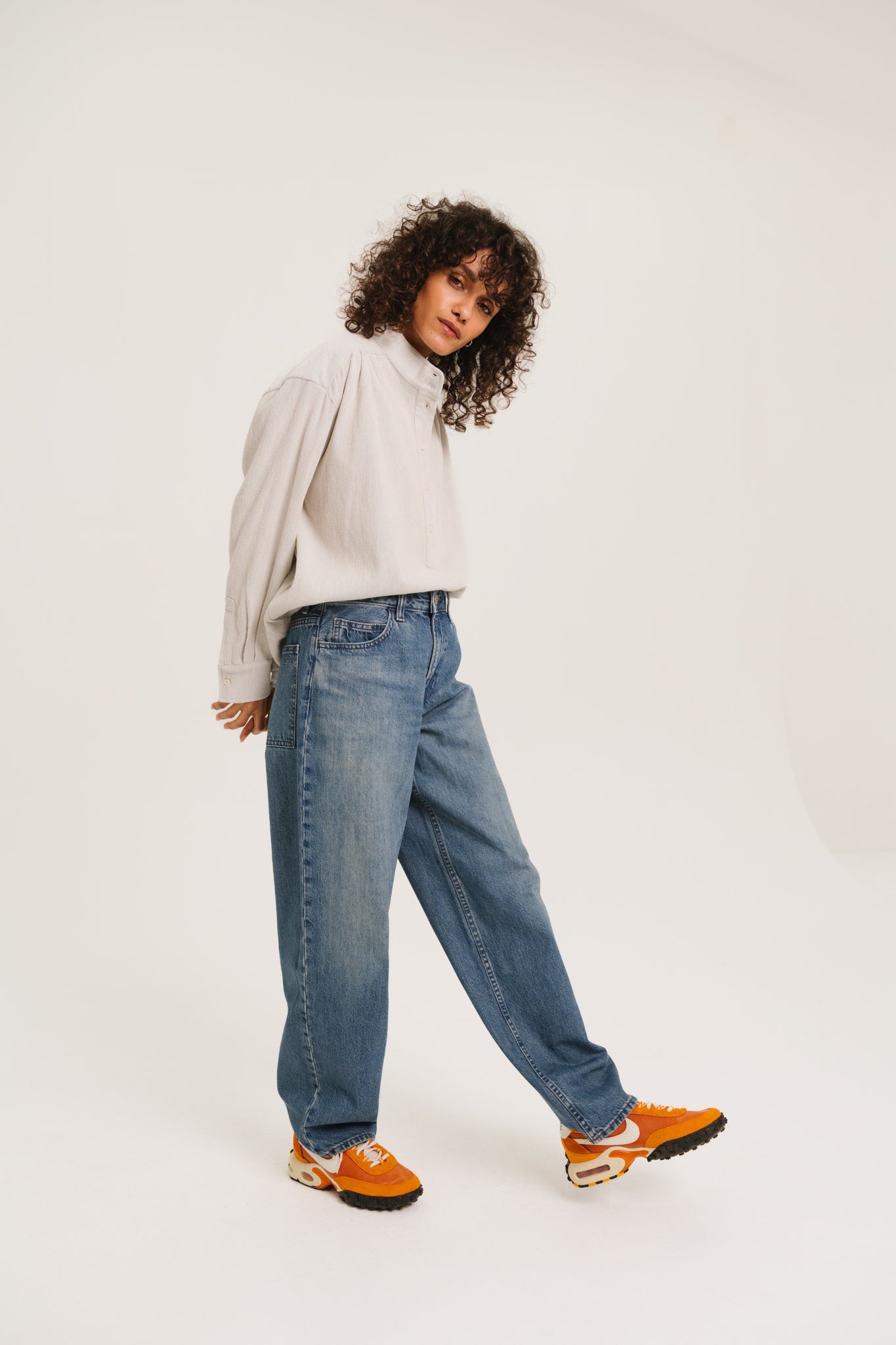 Sacrecoeur Emeline Corduroy Blouse Light Blue - Steranko Clothing Manchester