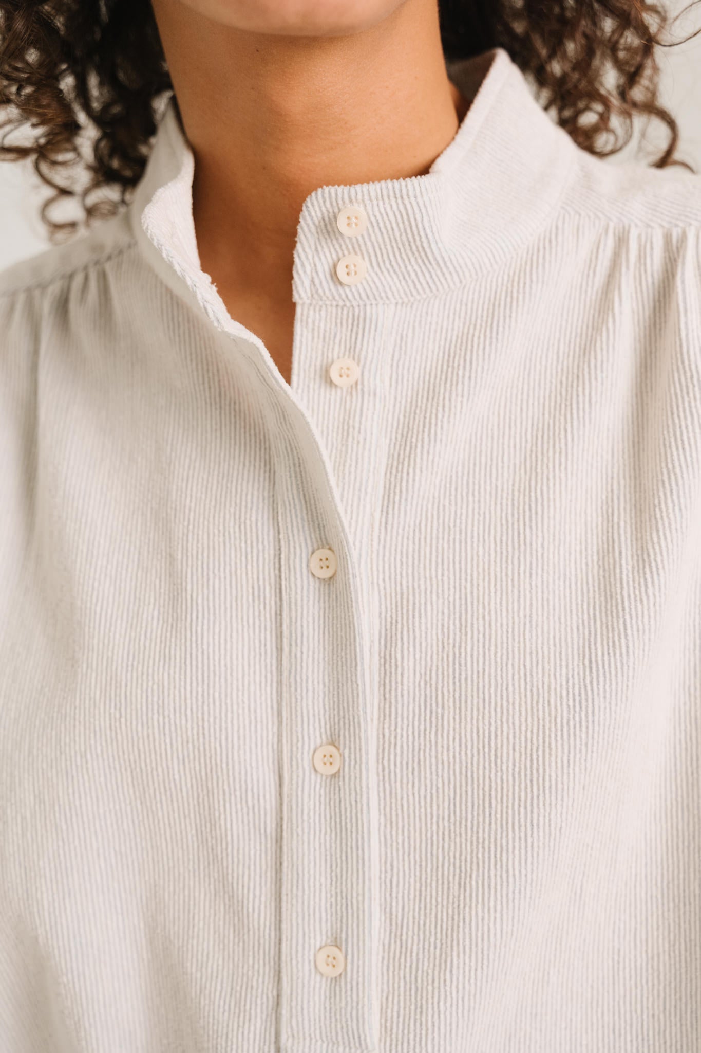 Sacrecoeur Emeline Corduroy Blouse Light Blue - Steranko Clothing Manchester