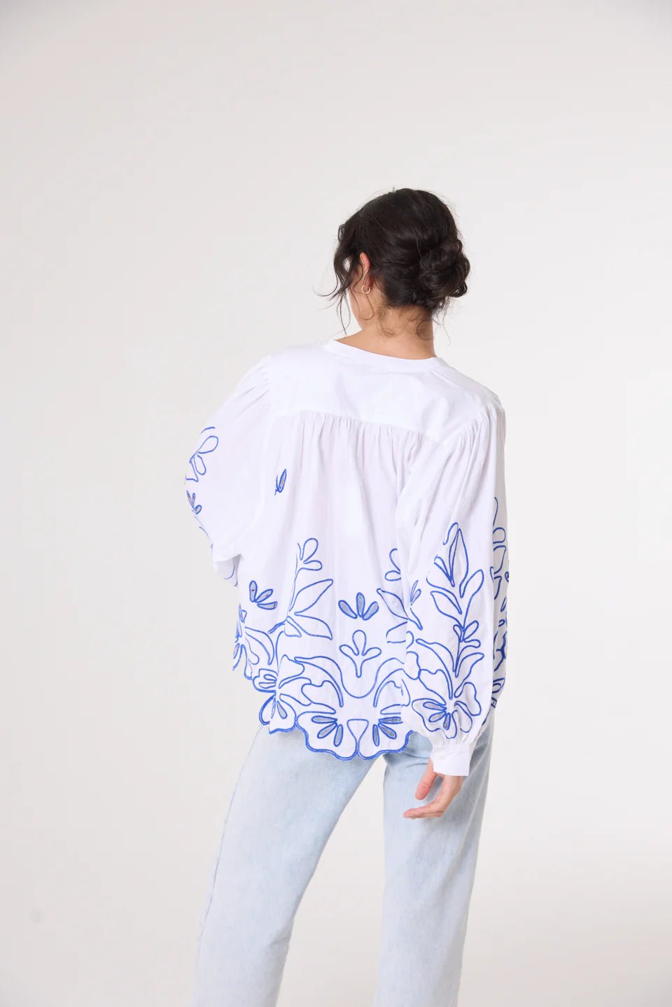 Sacrecoeur Lena Broderie Blouse Blue - Steranko Clothing Manchester