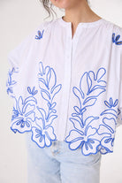 Sacrecoeur Lena Broderie Blouse Blue - Steranko Clothing Manchester