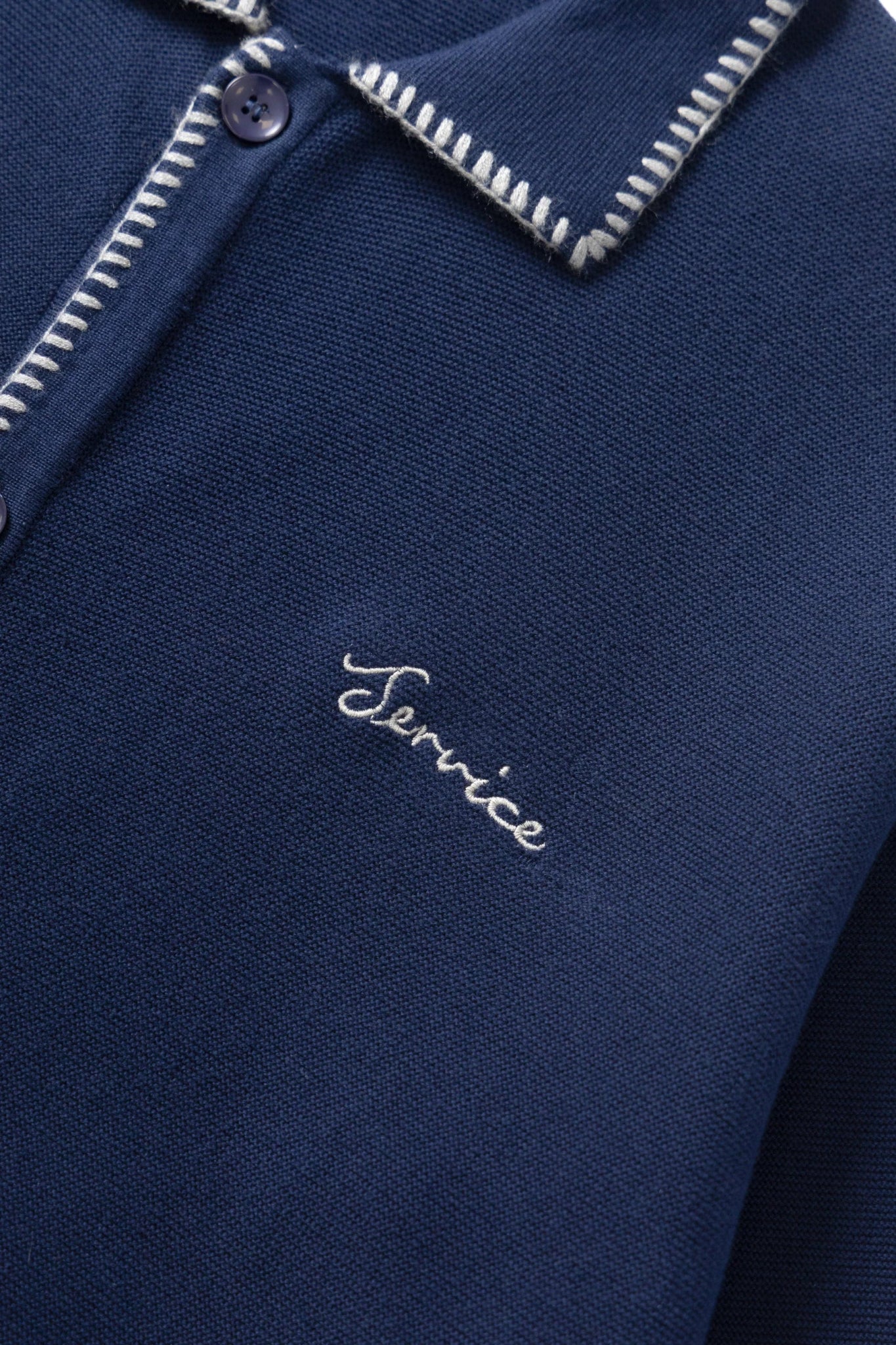 Service Works Blanket Stitch Cardigan Navy - Steranko Clothing Manchester