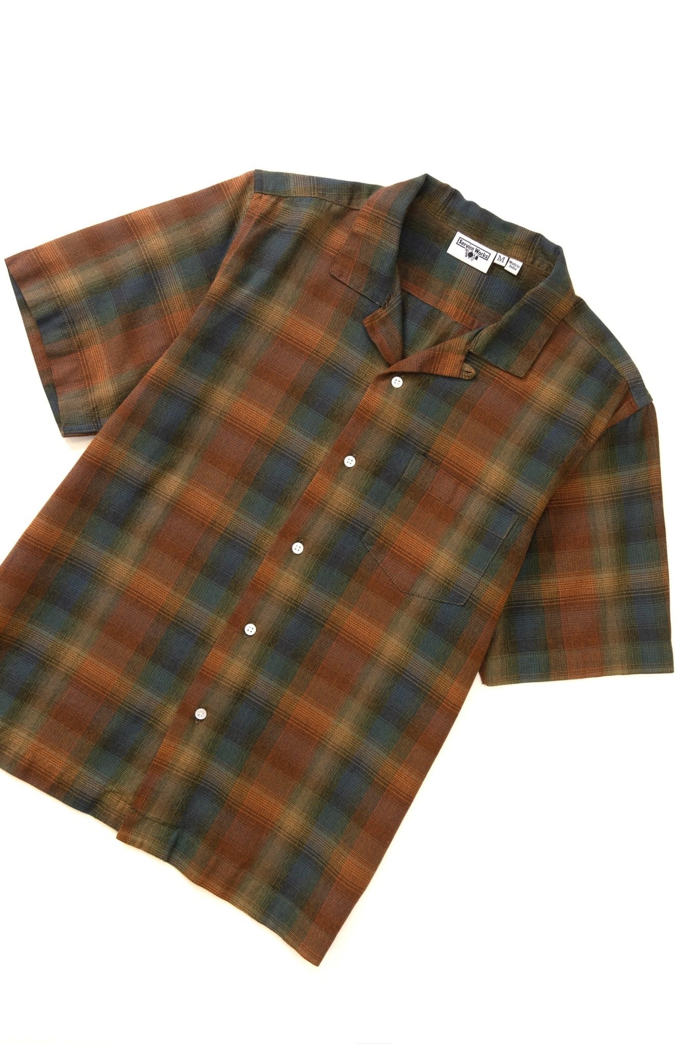 Service Works Plaid Resort Shirt Brown - Steranko Clothing Manchester
