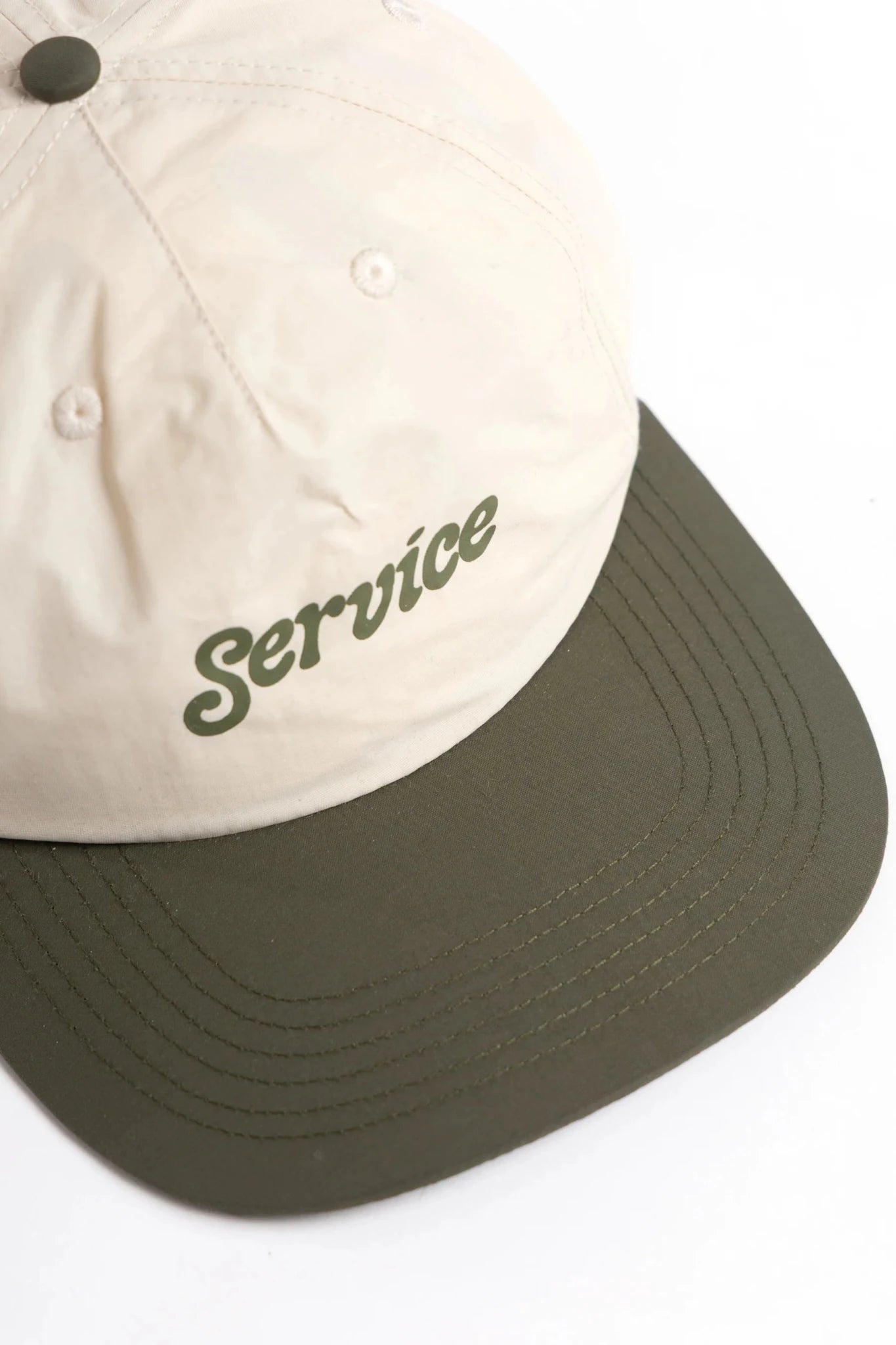 Service Works Script Surf Cap Off - White / Olive - Steranko Clothing Manchester