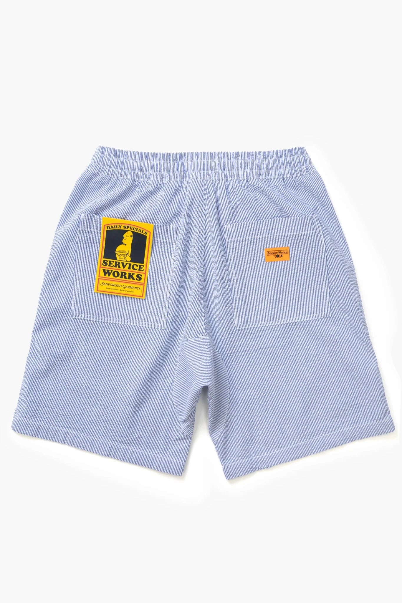 Service Works Seersucker Chef Shorts Navy Stripe - Steranko Clothing Manchester