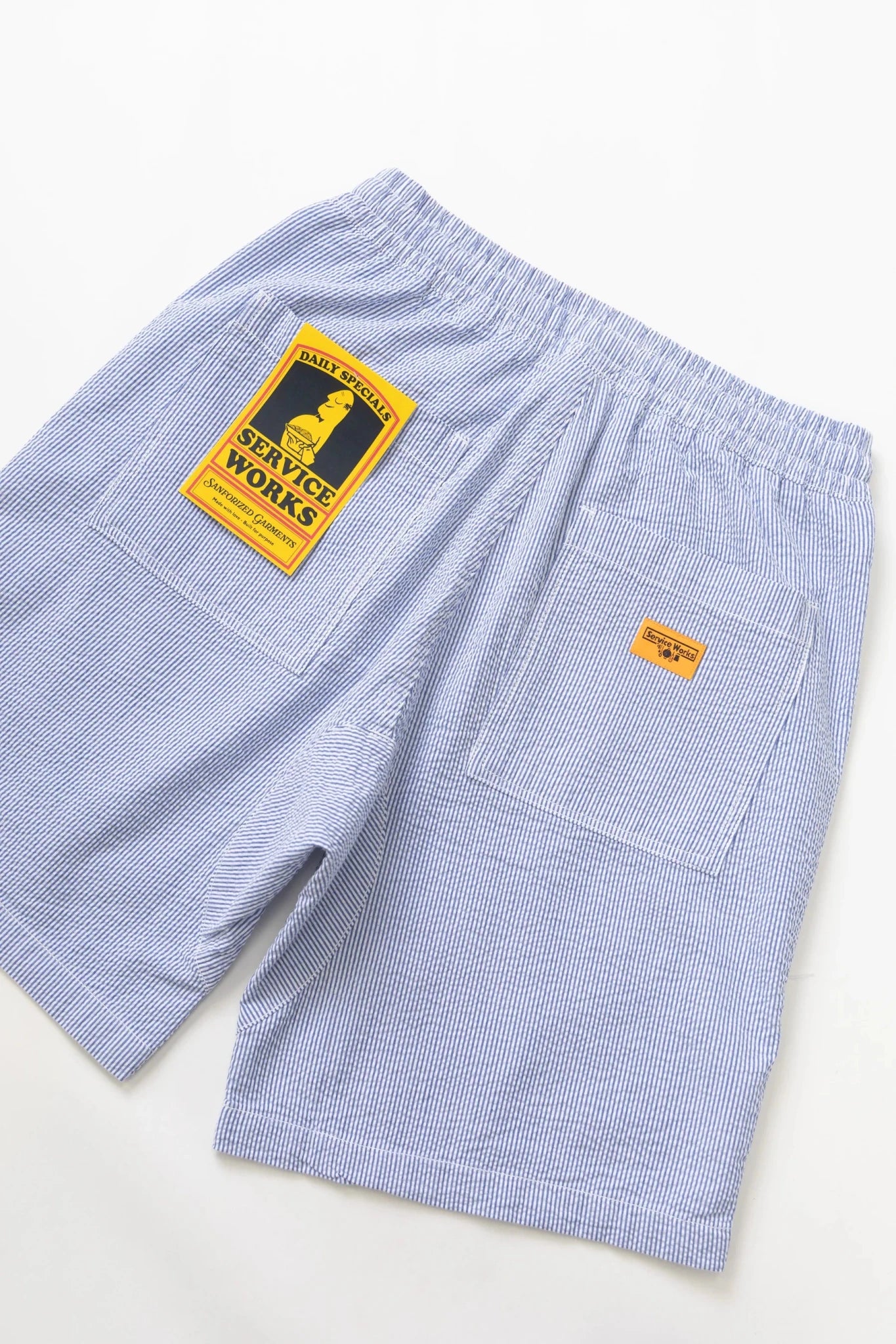 Service Works Seersucker Chef Shorts Navy Stripe - Steranko Clothing Manchester