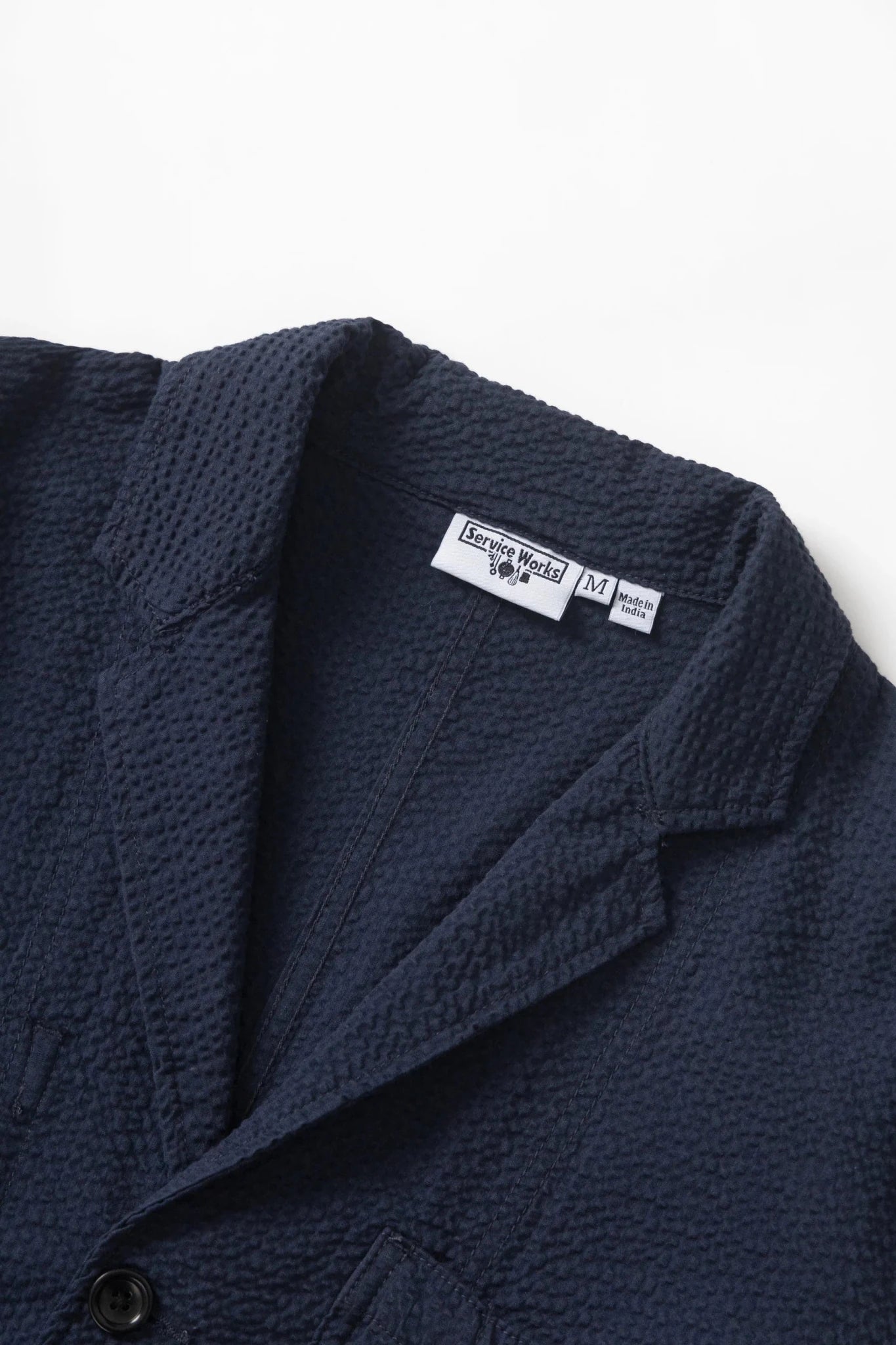 Service Works Seersucker Server Suit Jacket Dark Navy - Steranko Clothing Manchester