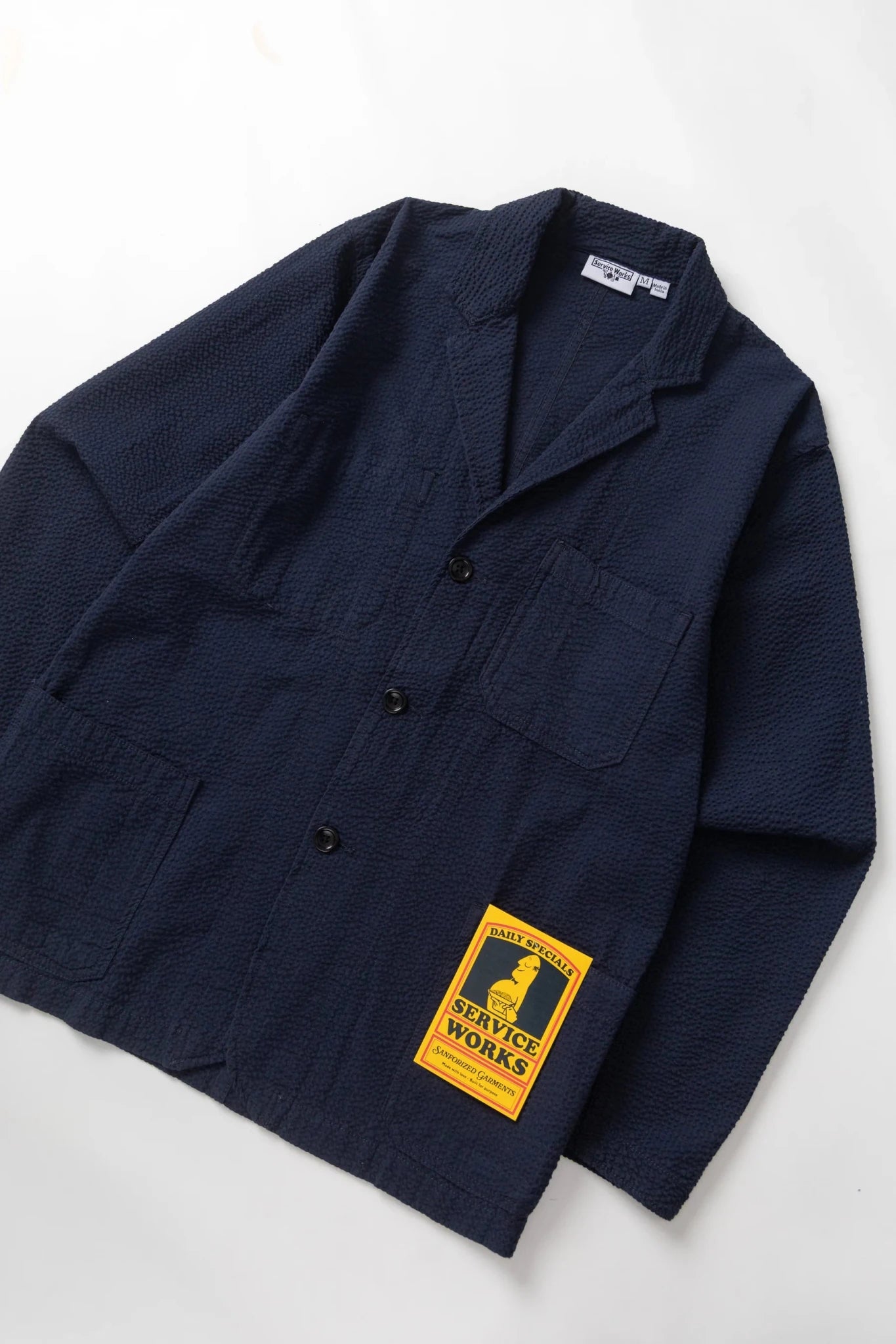 Service Works Seersucker Server Suit Jacket Dark Navy - Steranko Clothing Manchester