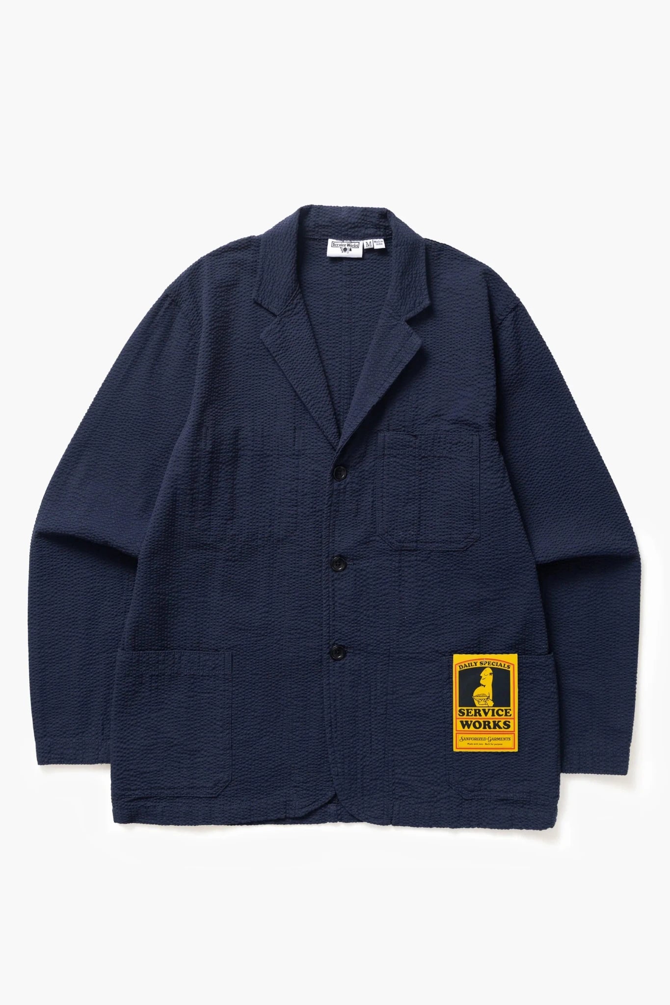 Service Works Seersucker Server Suit Jacket Dark Navy - Steranko Clothing Manchester