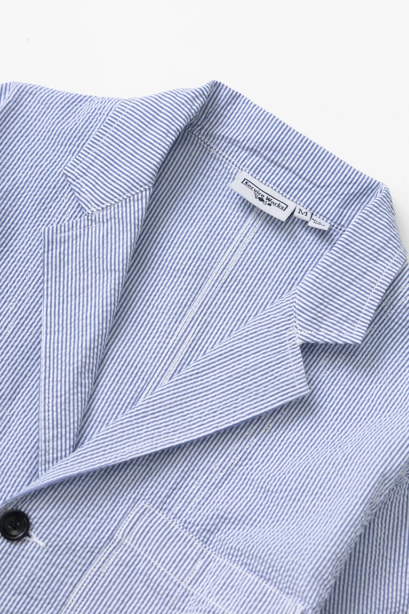 Service Works Seersucker Server Suit Jacket Navy Stripe - Steranko Clothing Manchester