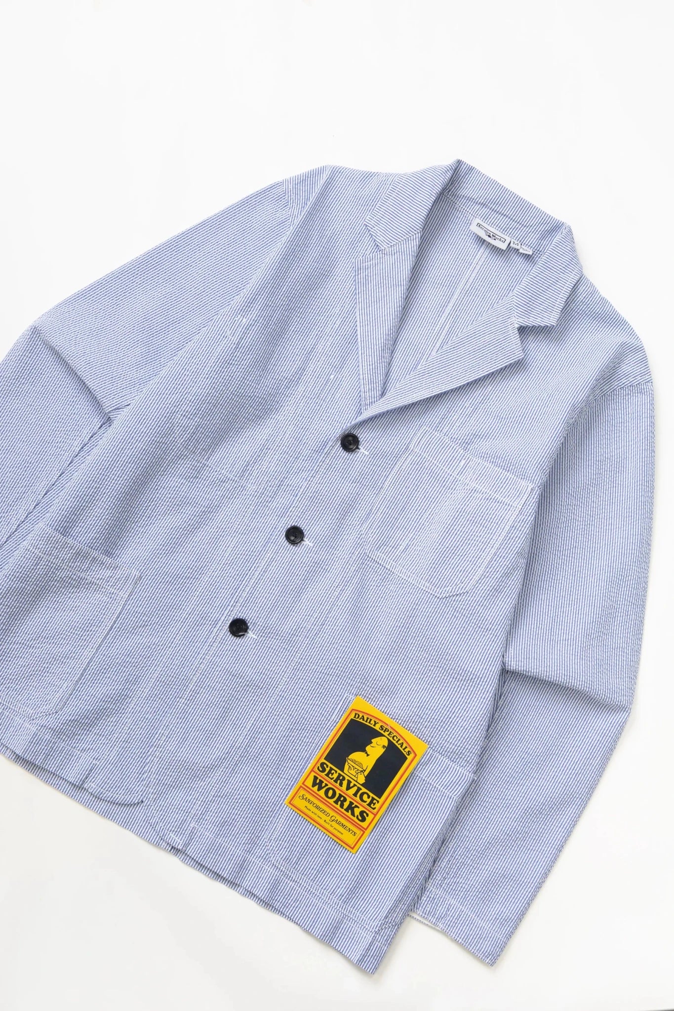 Service Works Seersucker Server Suit Jacket Navy Stripe - Steranko Clothing Manchester