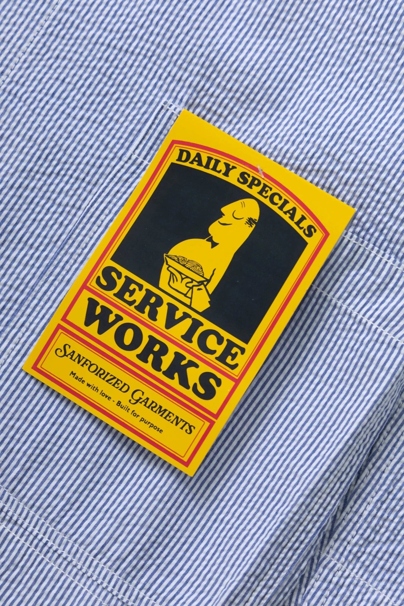 Service Works Seersucker Server Suit Jacket Navy Stripe - Steranko Clothing Manchester